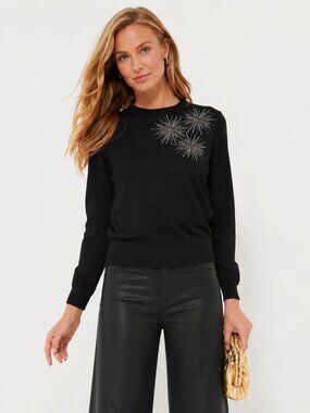 Tuckernuck Embellished Riley Sweater Black Sunburst